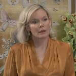 Ava’s yellow gold pleated blouse on General Hospital