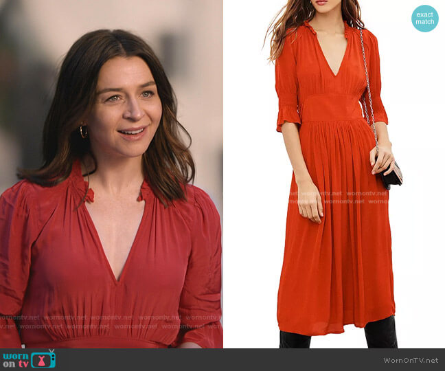 Ba&Sh Posita Midi Dress worn by Amelia Shepherd (Caterina Scorsone) on Greys Anatomy