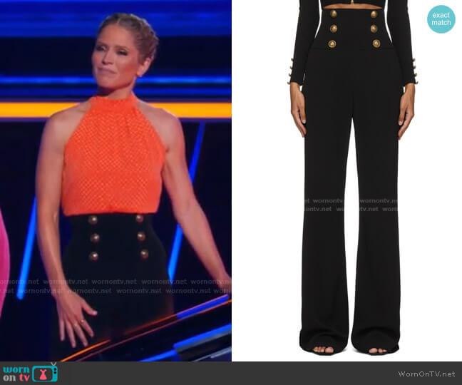 Balmain High-Waist Bootcut Trousers worn by Sara Haines on The Chase
