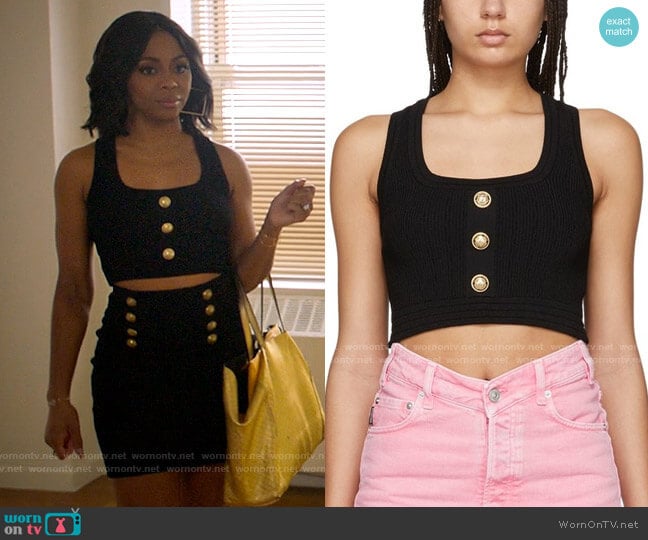 Balmain Knit Crop Tank Top worn by Renee Ross (Bresha Webb) on Run the World