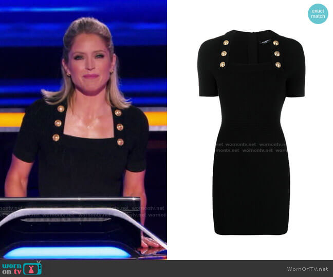 Balmain Square Neck Fitted Dress worn by Sara Haines on The Chase