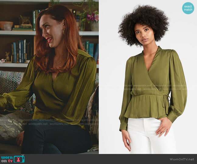 Banana Republic Soft Satin Wrap Top worn by Abigail Pershing (Sarah Power) on Good Witch