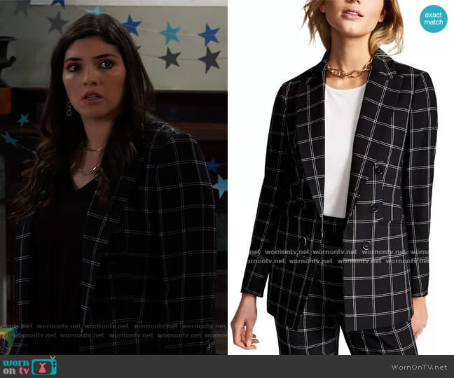 Bar III Windowpane Jacket worn by Brook Lynn Quartermaine (Amanda Setton) on General Hospital