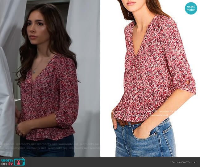Ba&sh Nelly Printed Peplum Top worn by Molly Lansing-Davis (Haley Pullos) on General Hospital