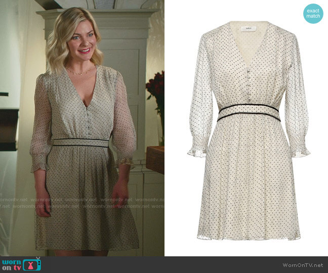 Ba&Sh Polka Dot Velvet-Trim Dress worn by Stephanie Borden (Kylee Evans) on Good Witch