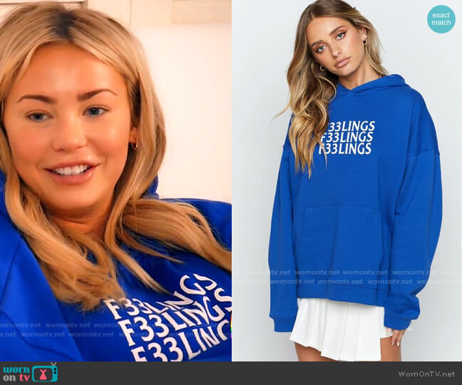 Feelings Hoodie in Blue from Beginnings Boutique