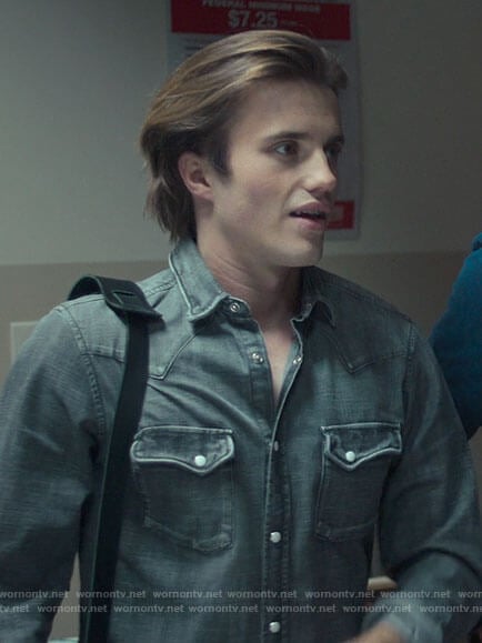Benji’s grey denim shirt on Love Victor