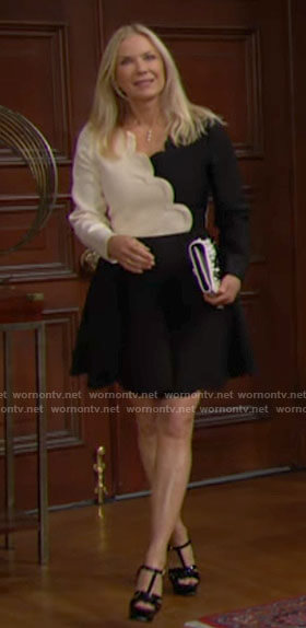 Brooke’s black and white scalloped dress on The Bold and the Beautiful
