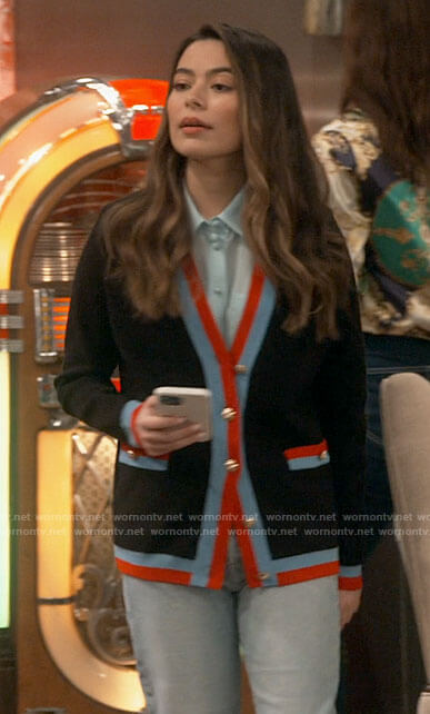 Carly’s striped trim cardigan on iCarly