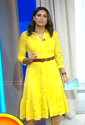 Cecilia’s yellow lace shirtdress on Good Morning America