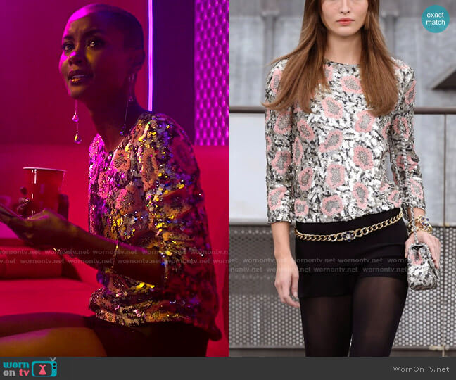 Chanel SS20 Top worn by Ella McFair (Andrea Bordeaux) on Run the World