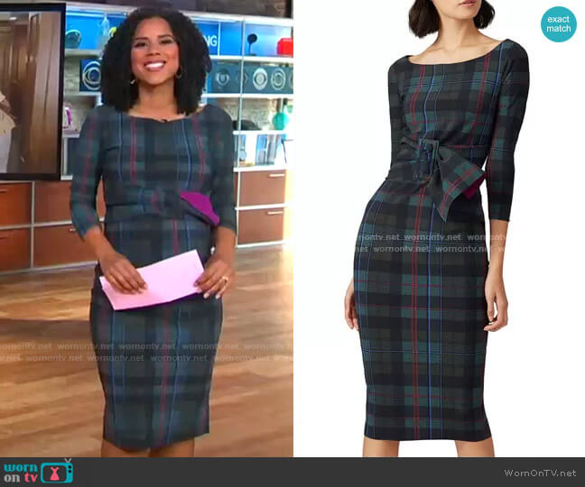 La Petite Robe di Chiara Boni Plaid Thayna Sheath Dress worn by Adriana Diaz on CBS Mornings