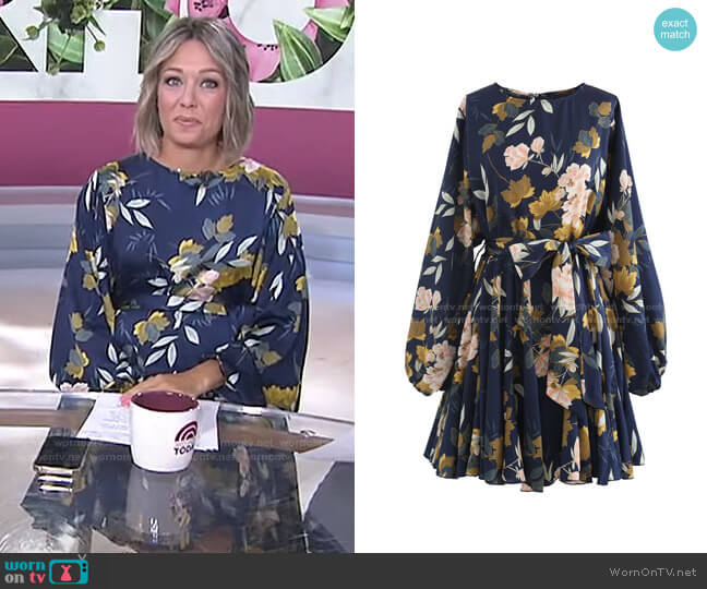 Chic Wish Floral Printed Bubble Sleeves Dress worn by Dylan Dreyer on Today