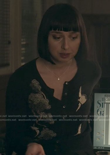 Chrissy’s bird and tree cardigan on Superman and Lois