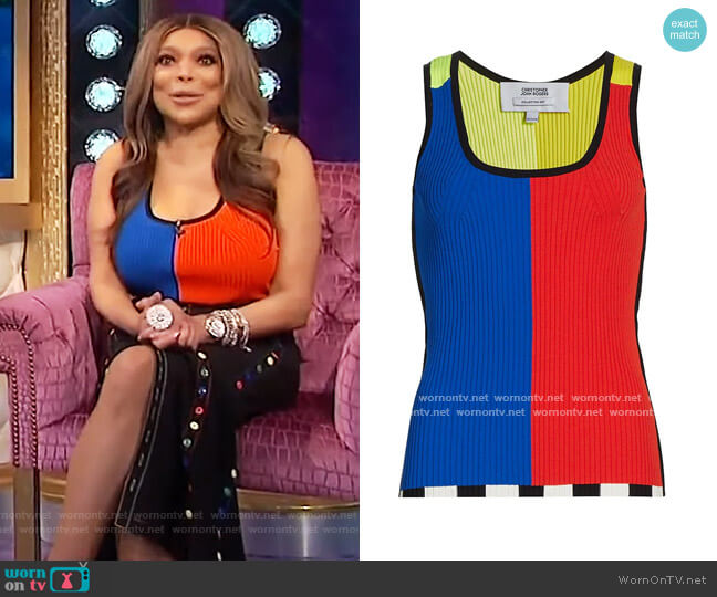 Christopher John Rogers Color Block Ribbed Tank Top worn by Wendy Williams on The Wendy Williams Show