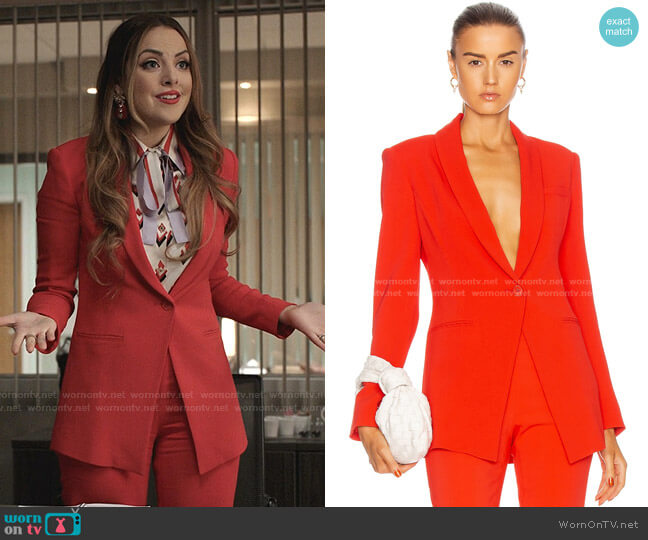 Cushnie Shawl Collar Jacket worn by Fallon Carrington (Elizabeth Gillies) on Dynasty
