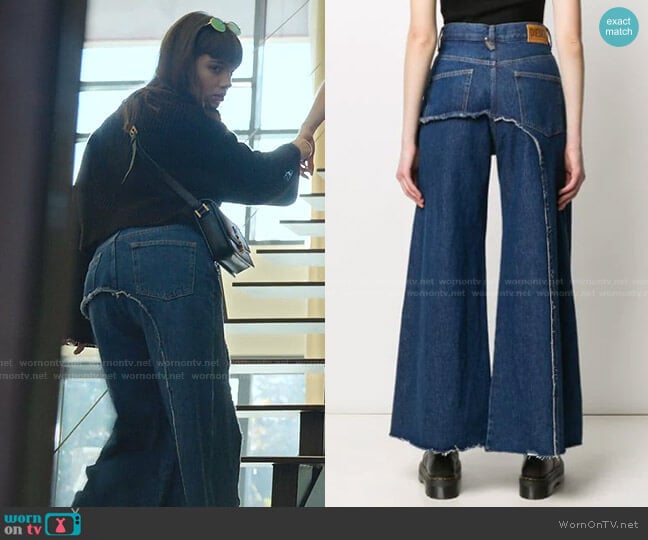 Diesel D-Izzier Wide Leg Jeans worn by Mencia Blanco (Martina Cariddi) on Elite