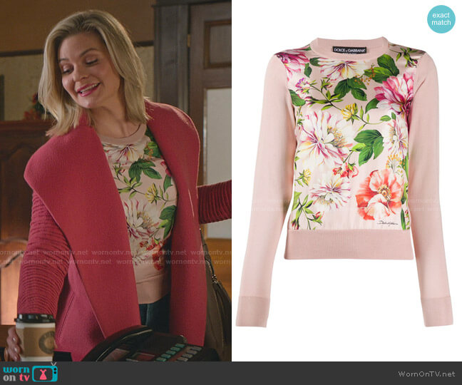 Dolce & Gabbana Floral Print Panel Jumper worn by Stephanie Borden (Kylee Evans) on Good Witch