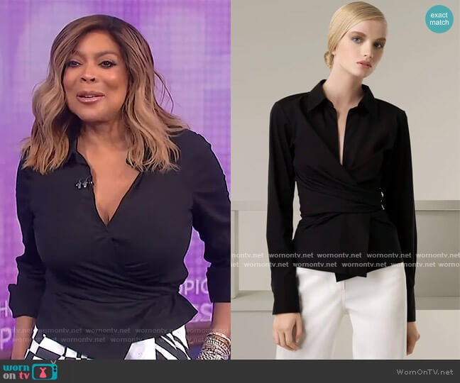Donna Karen Stretch Wrap Shirt worn by Wendy Williams on The Wendy Williams Show