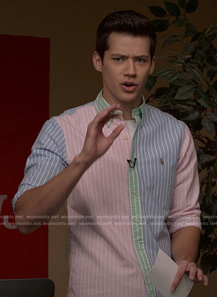 EJ’s pastel colorblock striped shirt on High School Musical The Musical The Series