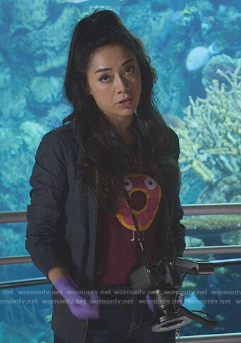 Ella’s red donut graphic tee on Lucifer