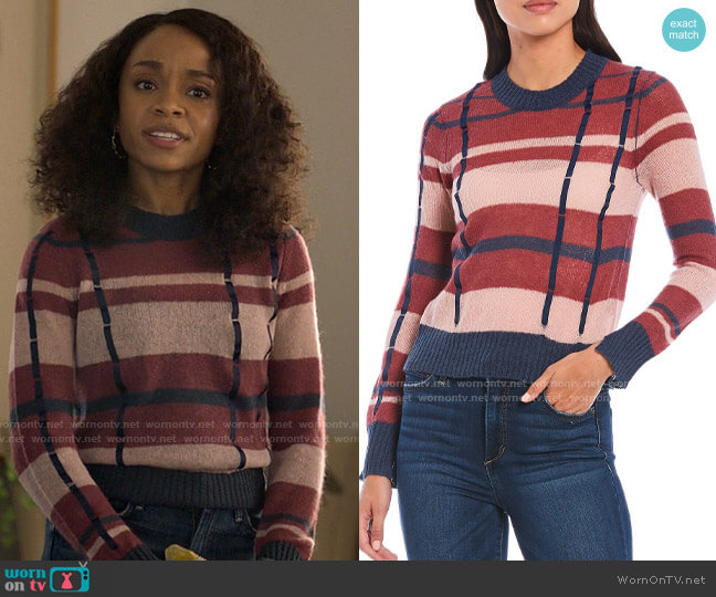 Ella Moss Denise Ribbon Plaid Sweater worn by Mia Brooks (Rachel Hilson) on Love Victor