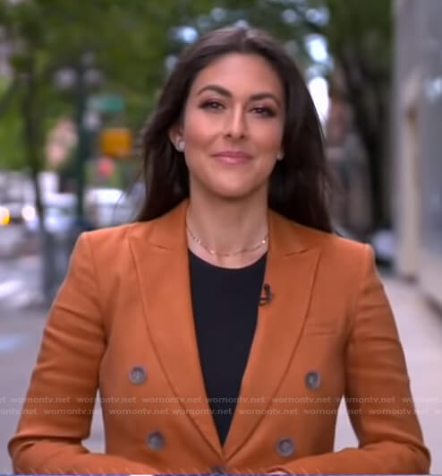 Erielle’s orange double breasted blazer on Good Morning America