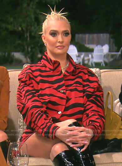 Erika’s red zebra print shirtdress on The Real Housewives of Beverly Hills
