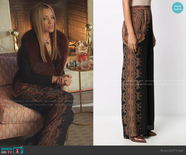 Etro Floral Print Palazzo Trousers worn by Dominique Deveraux (Michael Michele) on Dynasty