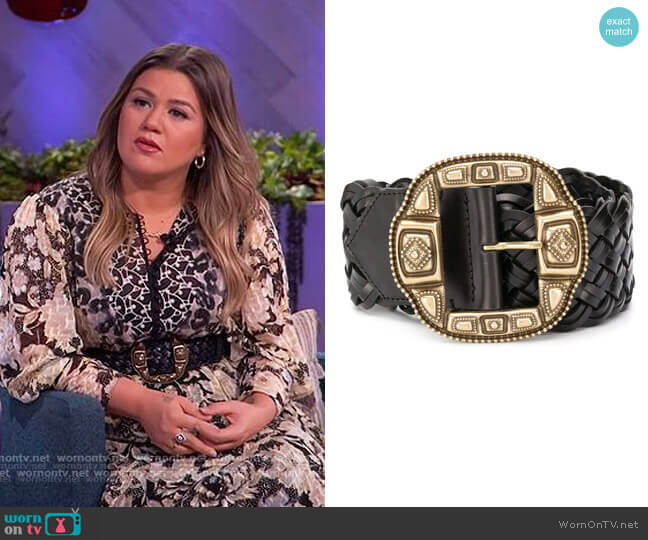 Etro Wide Woven Belt worn by Kelly Clarkson on The Kelly Clarkson Show
