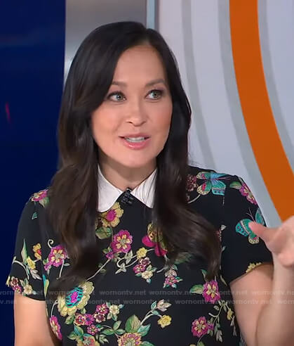 Eva’s black floral collared dress on Good Morning America