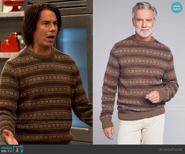 Faherty Merino Fair Isle Crew worn by Spencer Shay (Jerry Trainor) on iCarly