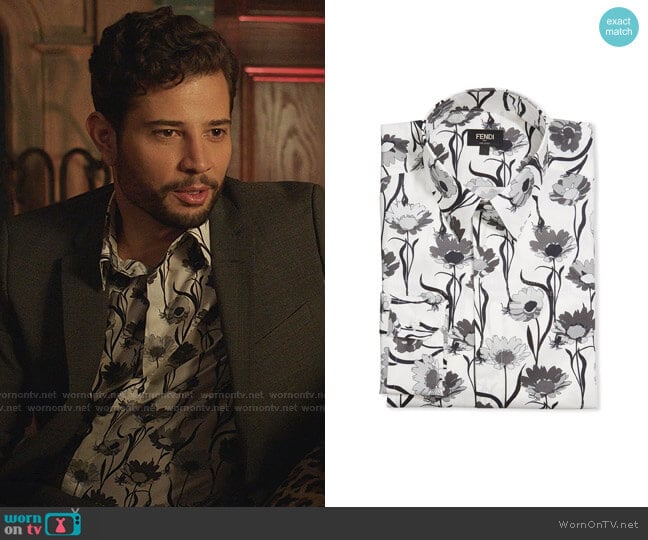 Fendi Floral Silk Twill Dress Shirt worn by Sam Flores (Rafael de la Fuente) on Dynasty