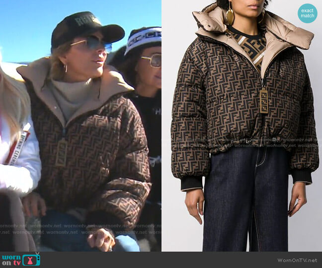 Fendi Logo Reversible Puffer Jacket worn by Lisa Rinna on The Real Housewives of Beverly Hills