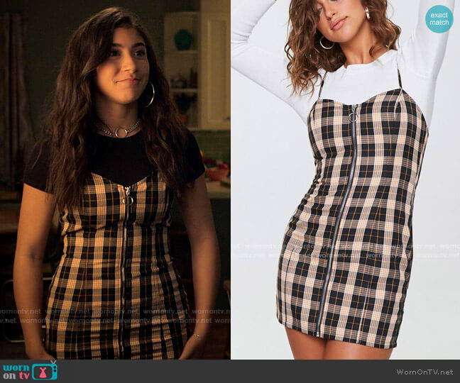 Forever 21 Plaid Zippered Cami Dress worn by Pilar Salazar (Isabella Ferreira) on Love Victor