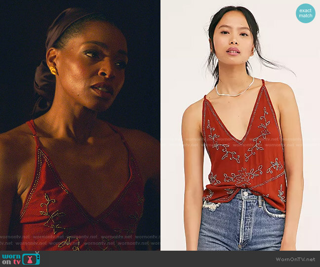 Free People Bold Babe Embellished Cami worn by Sasha Snow (Margaret Odette) on Sex/Life