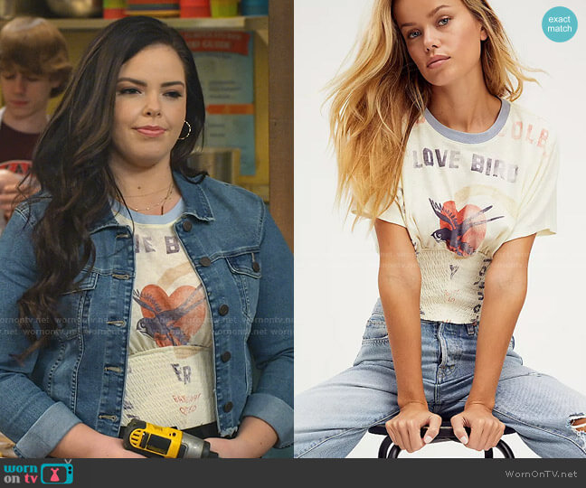 Free People Day Off Tee in Antique White Combo worn by Lou Hockhauser (Miranda May) on Bunkd