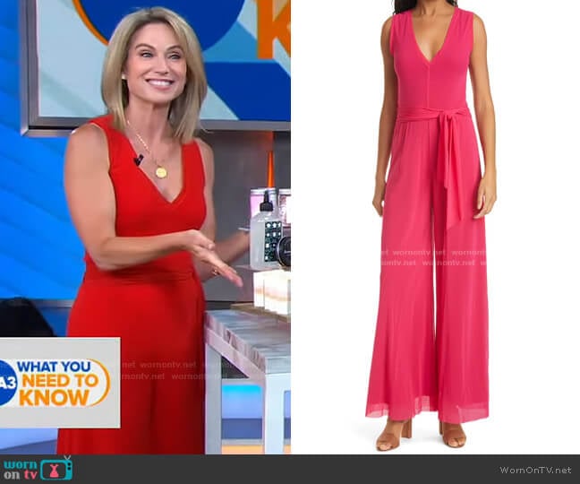 Fuzzi Deep V-neck Tulle Suit worn by Amy Robach on Good Morning America
