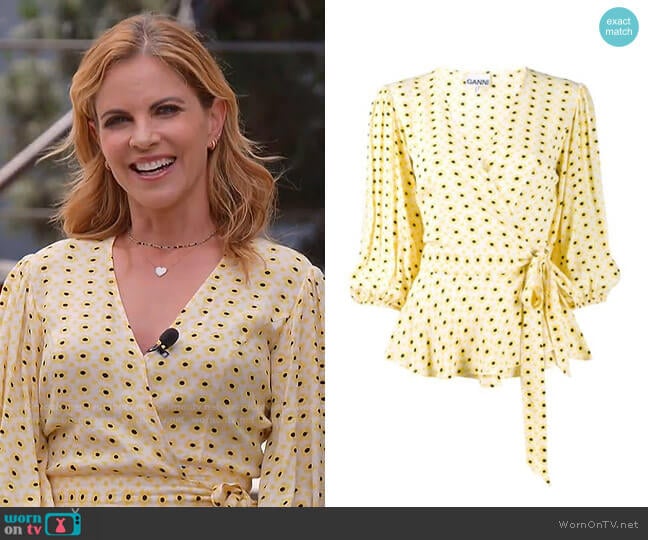 Ganni Floral Print Wrap Blouse worn by Natalie Morales on Today