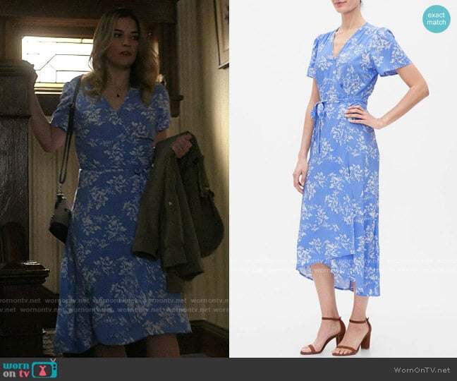 Gap Print Midi Wrap Dress worn by Allison (Annie Murphy) on Kevin Can F**k Himself