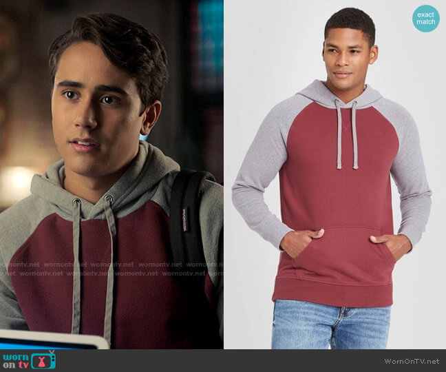 Goodfellow & Co Colorblock Fleece Pullover Hoodie worn by Victor Salazar (Michael Cimino) on Love Victor