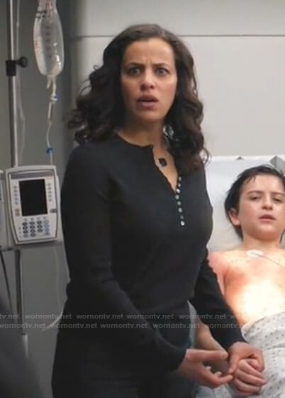 Grace’s dark grey henley sweater on Manifest