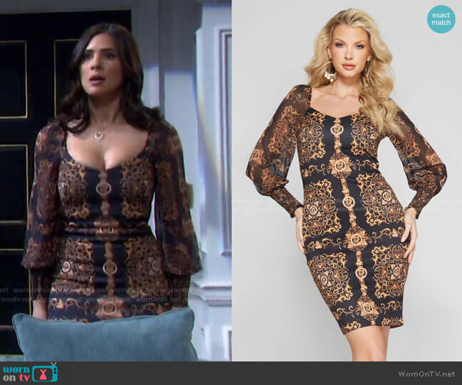Guess Victoriana Bodycon Dress worn by Gabi Hernandez (Camila Banus) on Days of our Lives