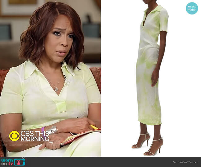 Helmut Lang Tie Dye Rib Cotton Polo Dress worn by Gayle King on CBS Mornings