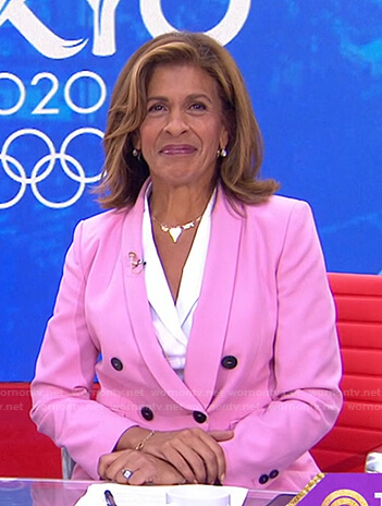 Hoda’s pink double breasted blazer on Today