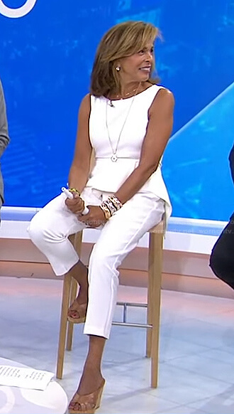 Hoda’s white peplum top and pants on Today