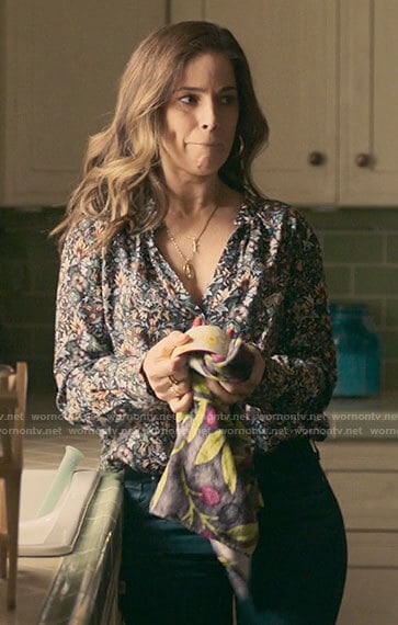 Isabel’s floral v-neck blouse on Love Victor