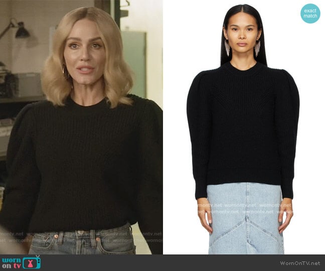 Isabel Marant Black Wool & Cashmere Robin Puff Sleeve Sweater worn by Laura Baker (Monet Mazur) on All American