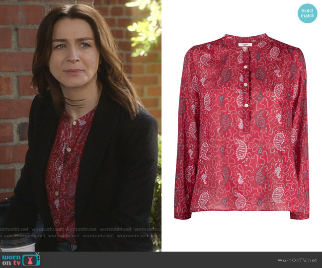 Isabel Marant Etiole Maria Blouse worn by Amelia Shepherd (Caterina Scorsone) on Greys Anatomy