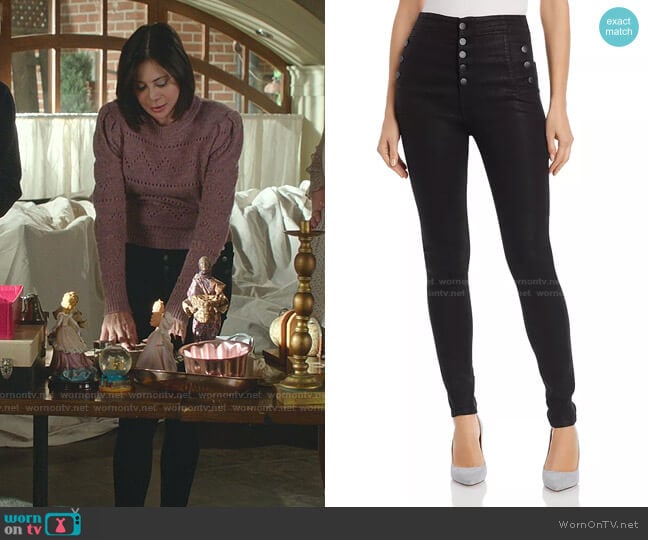 J Brand Natasha Button-Fly Coated Skinny Jeans worn by Cassandra Nightingale (Catherine Bell) on Good Witch